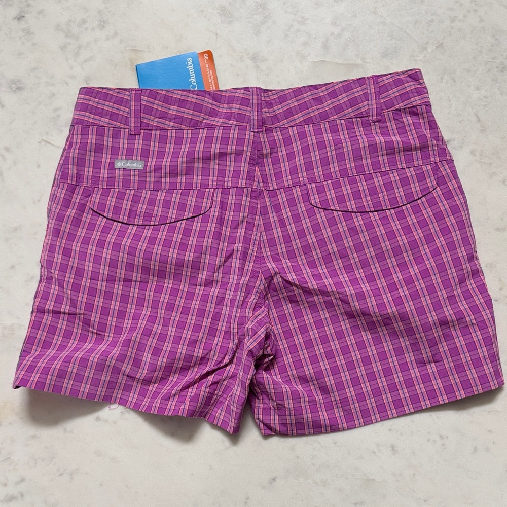 Columbia Kids Plaid Shorts - Purple and Pink - Picture 4 of 7